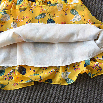Vestido Infantil Bohemio Gasa Hojas Sin Mangas - Image 9