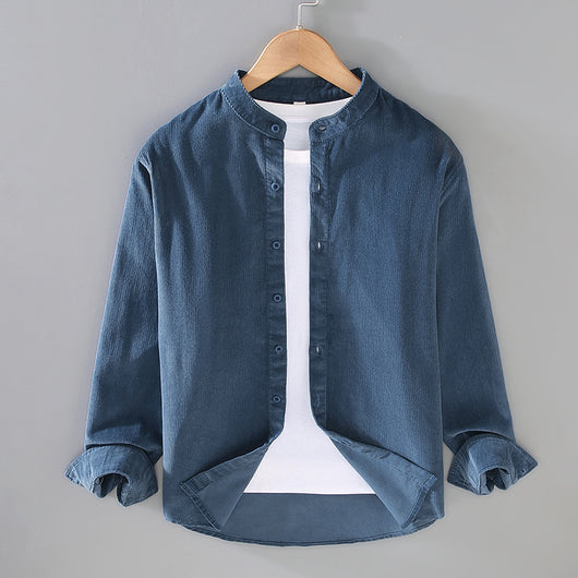 Chaqueta Camisa Retro de Pana para Hombre con Cuello Alzado - Image 4