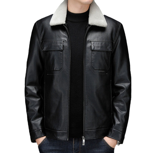 Chaqueta de Cuero Casual para Hombre - Otoño e Invierno