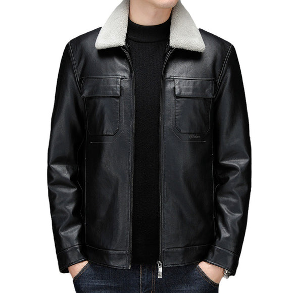 Chaqueta de Cuero Casual para Hombre - Otoño e Invierno