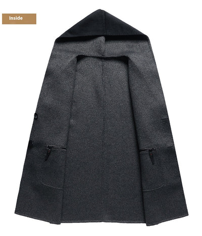 Abrigo de Lana Reversible con Capucha para Hombre - Largo Medio - Image 10