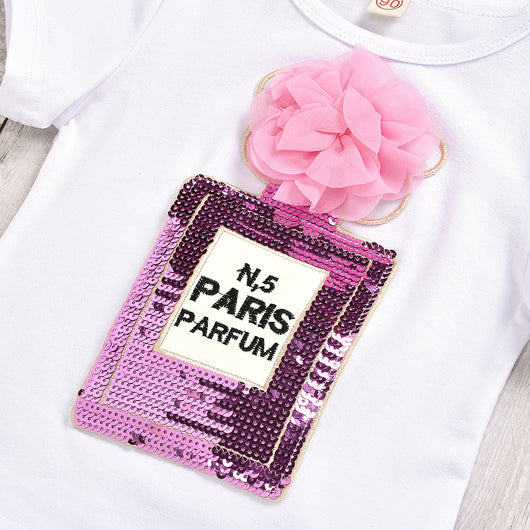 Conjunto Infantil con Top Bordado de Lentejuelas y Falda de Cuero Elástico - Image 14