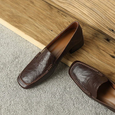Mocasines Mujer Tacón Robusto Punta Cuadrada Elegantes - Image 26