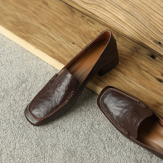Mocasines Mujer Tacón Robusto Punta Cuadrada Elegantes - Image 26