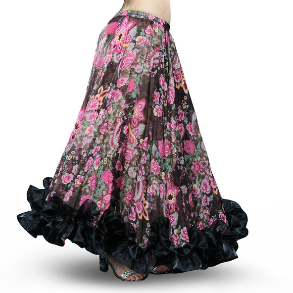 Falda Bohemia Danza del Vientre 360° con Flores - Estilo Temperamental