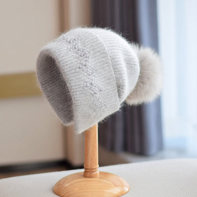 Gorro Tejido Infantil con Pompón de Pelaje de Zorro - Image 3