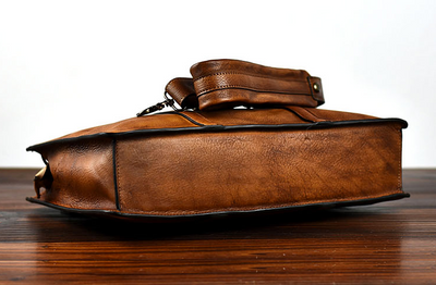 Bolso de Cuero Curtido al Vegetal Estilo Retro Horizontal para Hombre - Image 13