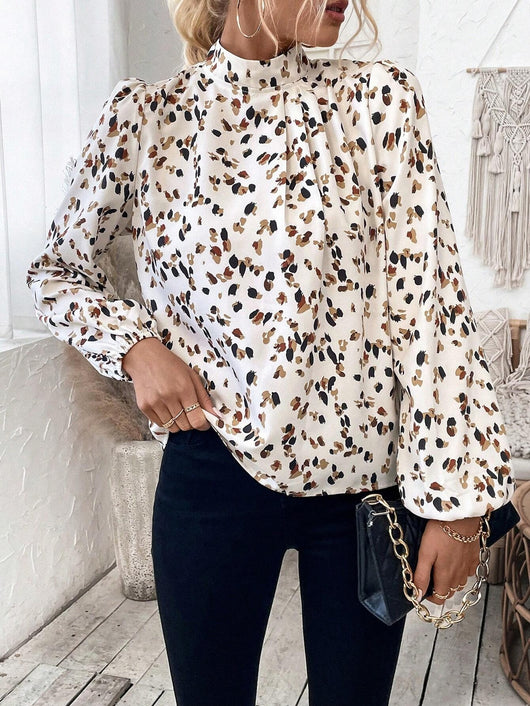 Blusa Estampada Cuello Mao Manga Larga Coordinable para Mujer - Image 11