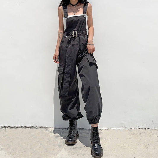 Pantalones Overol Hip Hop Cintura Alta Sueltos Estilo Urbano - Image 2