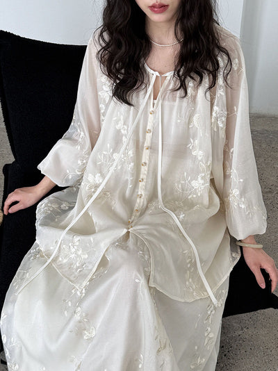 Vestido Camisero Bordado Estilo Chino Midi - Image 24