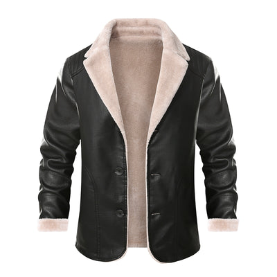 Abrigo de Cuero con Forro Polar Grueso - Chaqueta Cálida Premium - Image 6