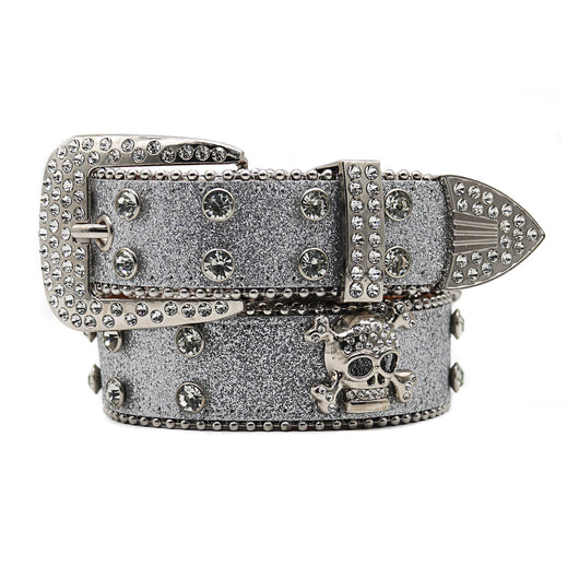 Cinturón Ancho para Hombre con Calavera de Cristales - Image 8