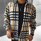 Camisa Casual de Cuadros con Cuello Mao y Bolsillos para Hombre