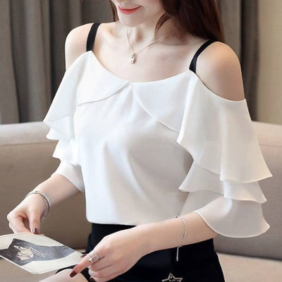Blusa Dos Piezas de Chifón y Malla para Verano