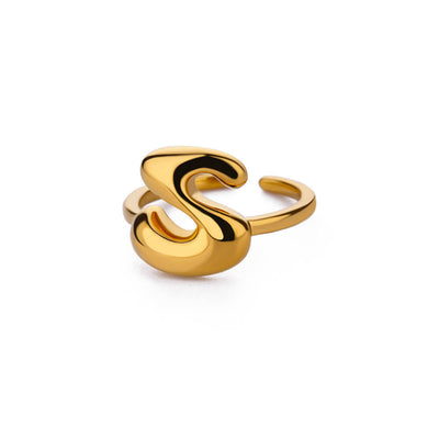 Anillo de Letras Bubble Dorado en Oro 18K Chapado - Image 24
