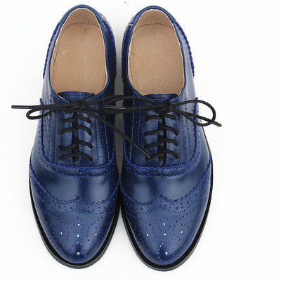 Zapatos Planos Punta Aguda Cuero Estilo Británico para Mujer - Image 14
