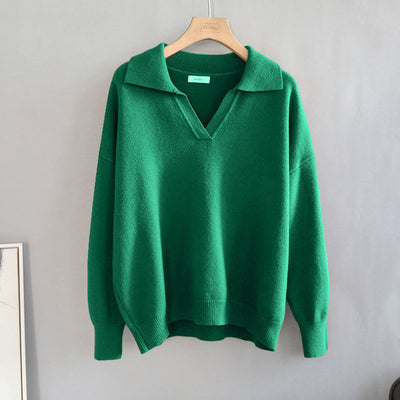 Suéter Oversize de Cuello Polo Grueso para Otoño Invierno - Image 18
