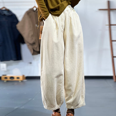 Pantalones Anchos de Pana con Cintura Elástica para Mujer - Image 2