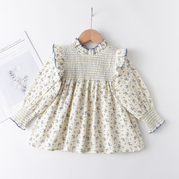 Blusa Infantil Floral de Algodón Manga Larga para Niñas