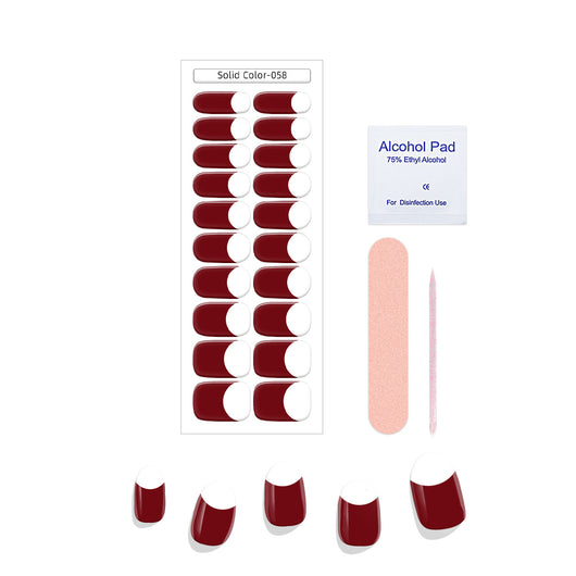 Pegatinas de Uñas Gel Francés Semicocidas Impermeables Color Sólido - Image 18