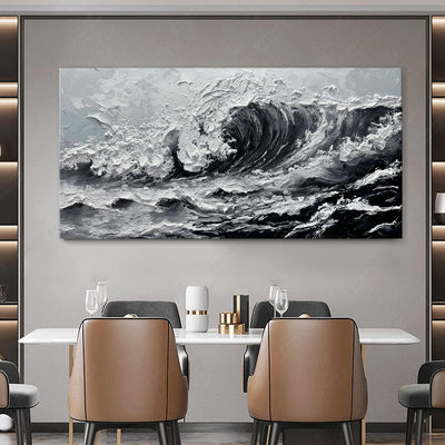 Cuadro Óleo Grandes Olas Marino Textura Gruesa Pintura Hecha a Mano para Sala - Image 4