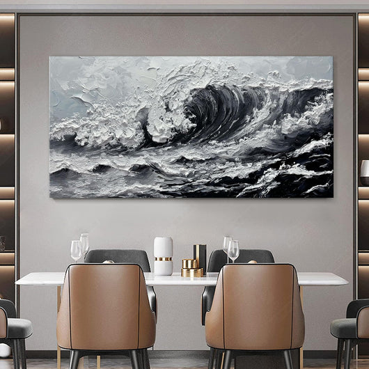 Cuadro Óleo Grandes Olas Marino Textura Gruesa Pintura Hecha a Mano para Sala - Image 4