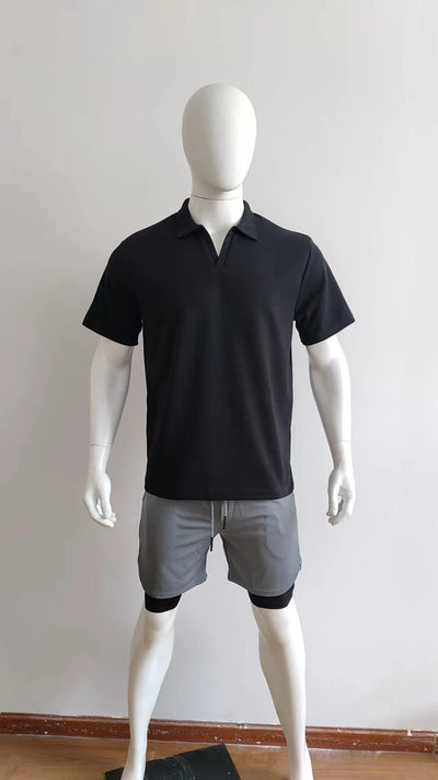 Polo Casual de Cuello V para Hombre - Colores Sólidos - Image 23
