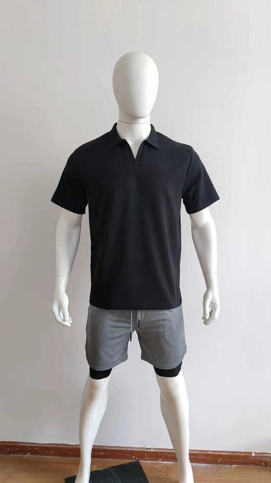 Polo Casual de Cuello V para Hombre - Colores Sólidos - Image 23