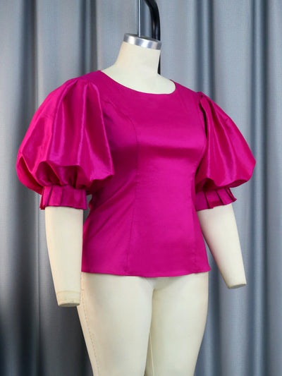Blusa Satinada con Mangas Farol y Control de Cintura - Image 4