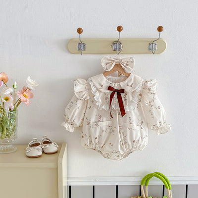 Vestido Romper para Bebé Niña con Mangas Volantes y Encaje - Image 6