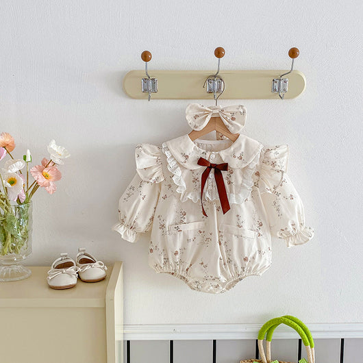 Vestido Romper para Bebé Niña con Mangas Volantes y Encaje - Image 6