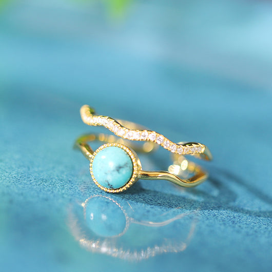 Anillo de Plata 925 Microengastado Ondulado Lujo Ligero para Mujer - Image 3