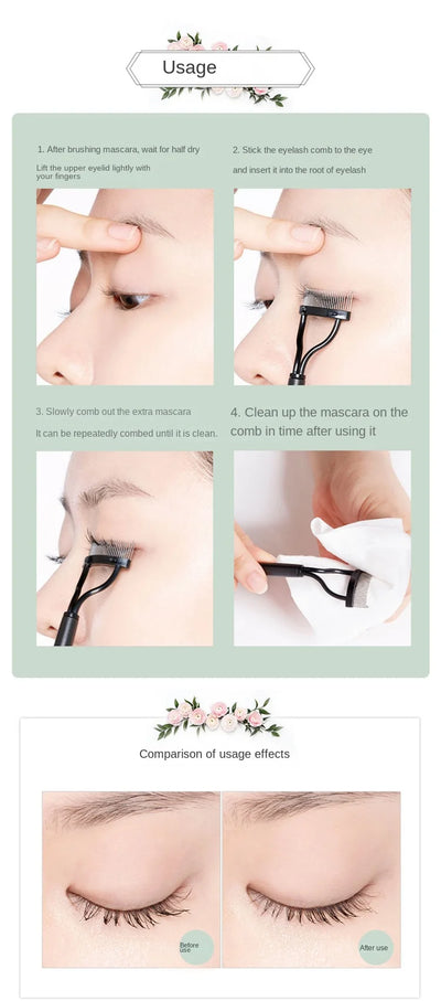 Rizador de Pestañas Plegable con Peine Separador de Metal - Herramienta de Maquillaje Profesional - Image 11