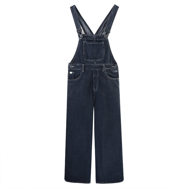 Overol Denim Retro de Pierna Ancha para Mujer - Image 4