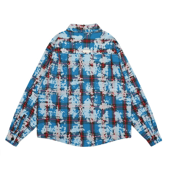 Jaqueta Camisa Xadrez Tie-Dye Desgastada Masculina
