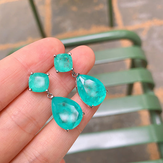 Aretes Paraíba Azul Simulado - Diseño Minimalista Elegante para Mujer - Image 11