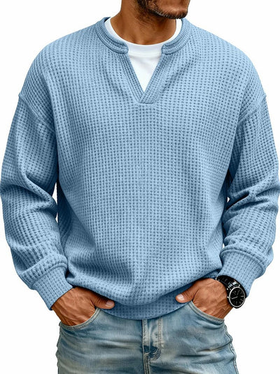 Sudadera Texturizada Cuello V para Hombre - Manga Larga Casual Versátil - Image 27
