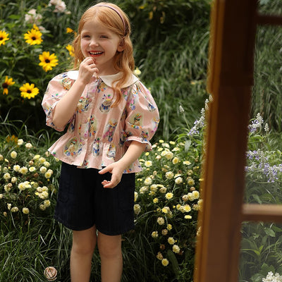 Blusa Infantil Blanca con Solapa y Estampado Floral - Image 13