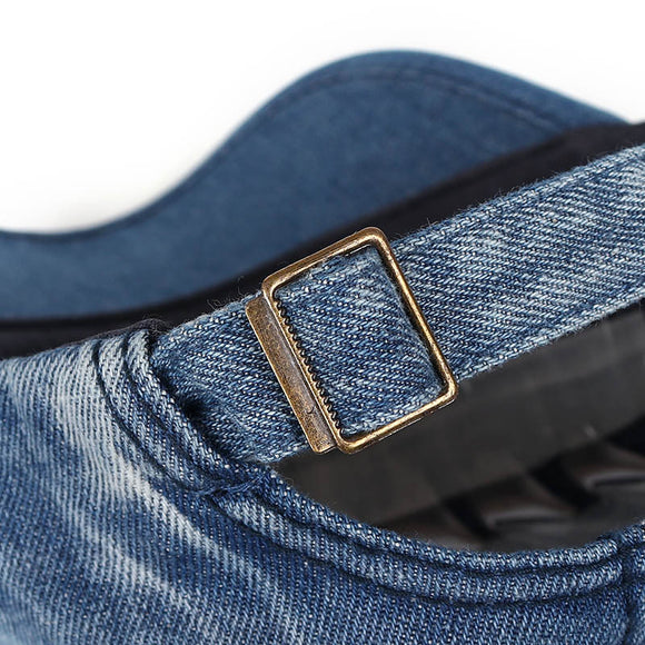 Gorra Plana Denim Vintage Lavado Desgastado para Hombre y Mujer
