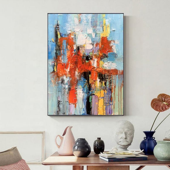 Cuadro Abstracto Moderno en Óleo - Arte Original para Sala de Estar