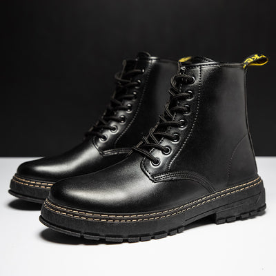 Botas Militares de Cuero Estilo Británico Negro para Hombre - Image 3