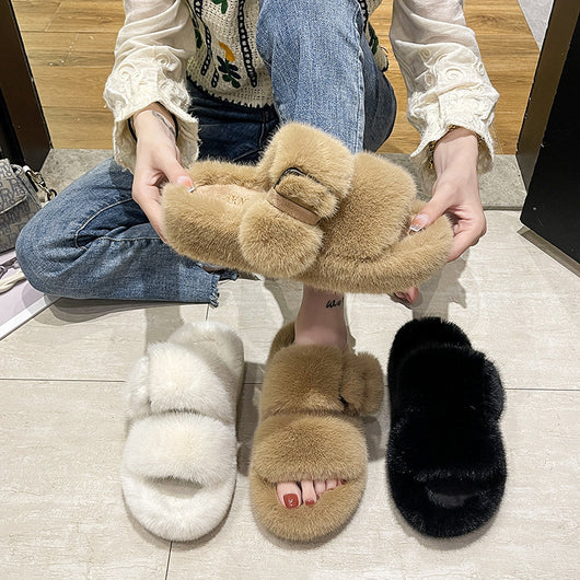 Pantuflas Peludas con Suela Gruesa para Exterior - Image 6