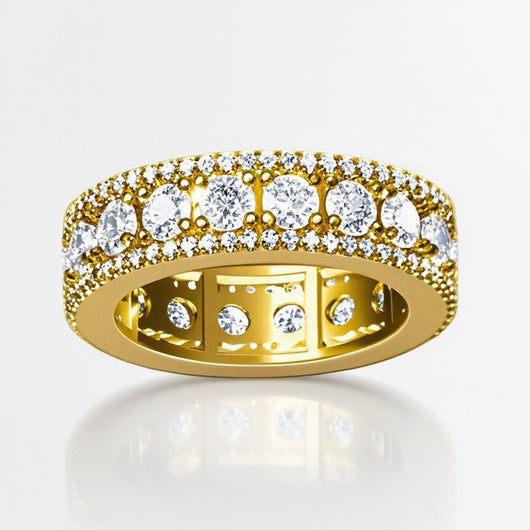 Anillo Hip-hop Giratorio de Tres Filas con Micro Pavé Estilo Europeo - Image 10