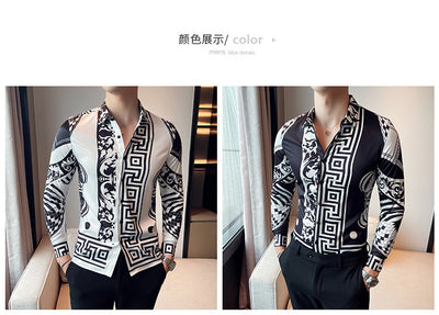 Camisa Manga Larga Estampada Slim Fit para Hombre - Image 14