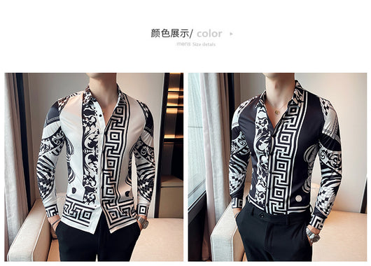 Camisa Manga Larga Estampada Slim Fit para Hombre - Image 14