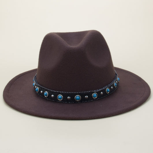 Cinturón Tejido Bohemio en Cuero y Sombrero de Fieltro con Detalles de Piel - Image 9