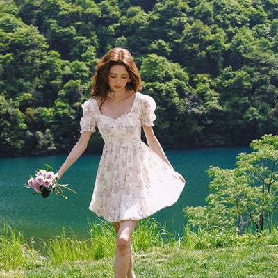 Vestido Floral Francés de Verano con Bordado Artesanal para Mujer