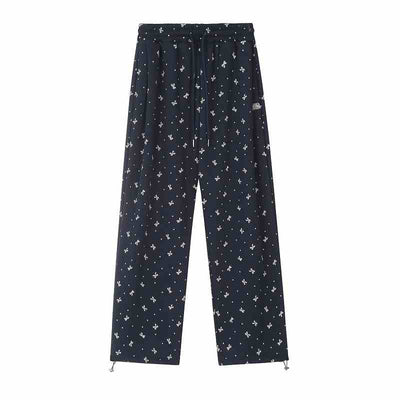 Pantalones de Chándal Vintage con Lazo y Lunares - Pierna Recta Ancha para Mujer - Image 6
