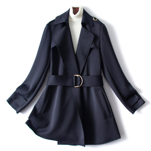 Chamarra Cortavientos Elegante de Diseño Minimalista para Mujer - Abrigo Corto Cinturado Otoño