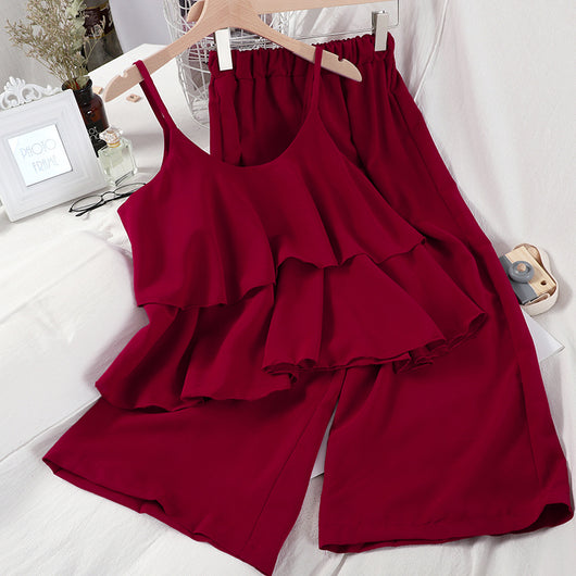 Pantalones Anchos de Nueve Puntos para Mujer - Conjunto de Dos Piezas - Image 8